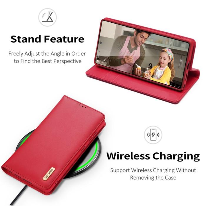 Dux Ducis - Dux Ducis Plånboksfodral för Samsung Galaxy S26 Ultra Äkta läder RFID - Röd