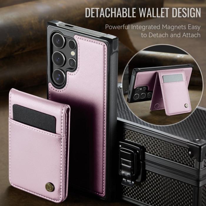 JEEHOOD - JEEHOOD Mobilfodral för Samsung Galaxy S26 Ultra Äkta läder RFID - Rosa