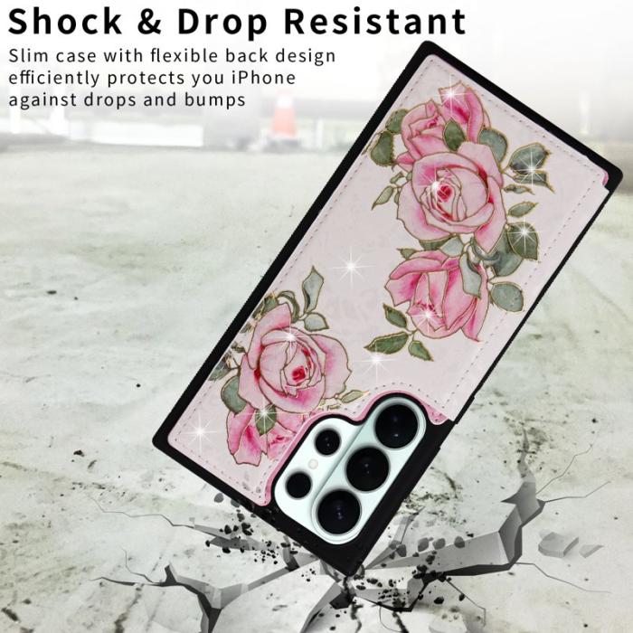 OEM - Mobilfodral för Samsung Galaxy S26 Ultra Äkta läder RFID - Rosablommig