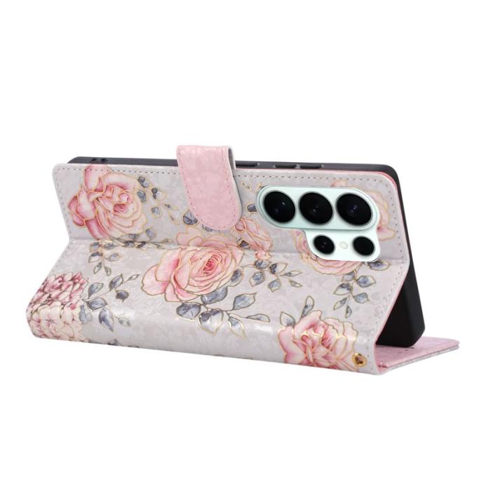 OEM - Mobilfodral för Samsung Galaxy S26 Ultra Konstläder RFID - Rosablommig