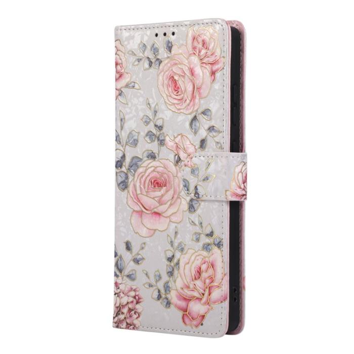 OEM - Mobilfodral för Samsung Galaxy S26 Ultra Konstläder RFID - Rosablommig