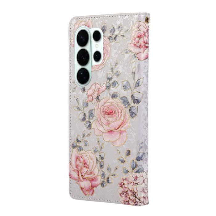 OEM - Mobilfodral för Samsung Galaxy S26 Ultra Konstläder RFID - Rosablommig