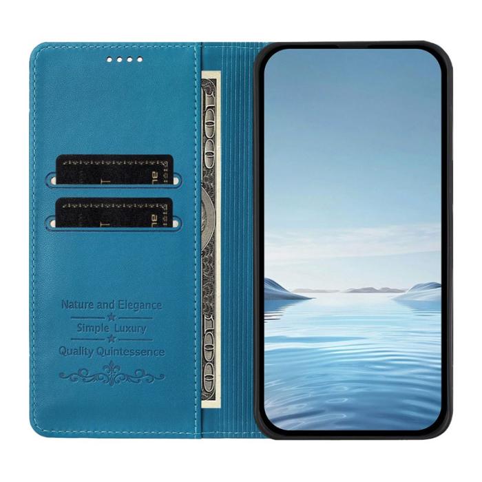 OEM - Plånboksfodral för Samsung Galaxy S26 Ultra Äkta läder RFID - Sjöblå