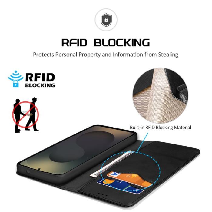 Dux Ducis - Dux Ducis Plånboksfodral för Samsung Galaxy S26 Ultra Äkta läder RFID - Svart