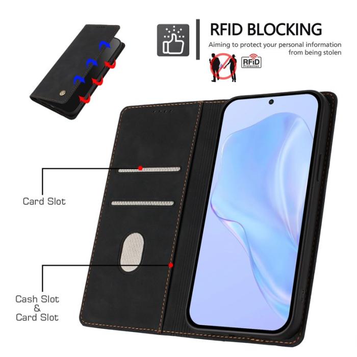 OEM - Plånboksfodral för Samsung Galaxy S26 Ultra Äkta läder RFID - Svart