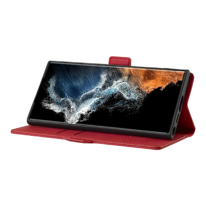 LC.imeeke - LC.IMEEKE Plånboksfodral för Samsung Galaxy S26 Ultra Äkta läder - Röd