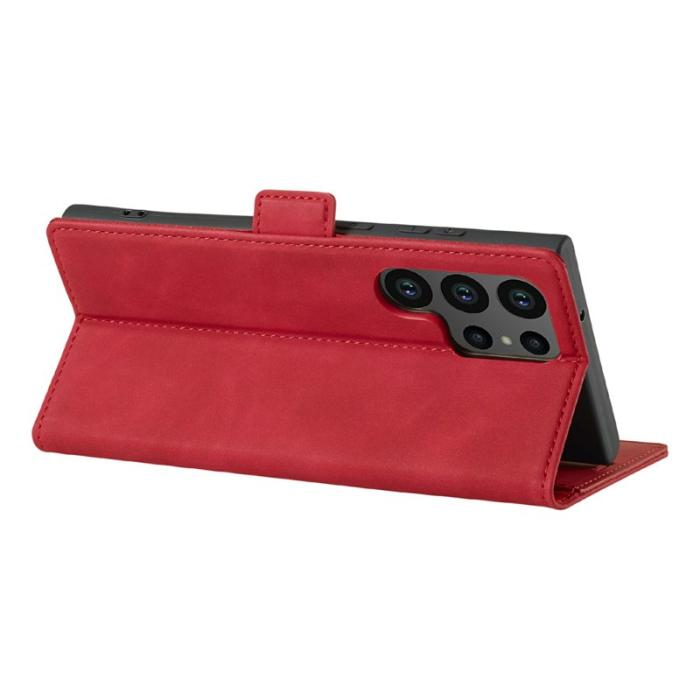 LC.imeeke - LC.IMEEKE Plånboksfodral för Samsung Galaxy S26 Ultra Äkta läder - Röd