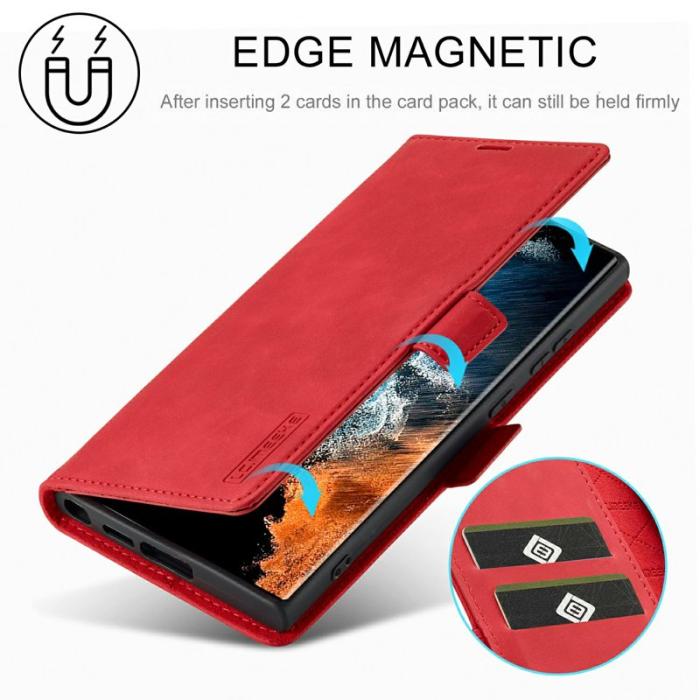 LC.imeeke - LC.IMEEKE Plånboksfodral för Samsung Galaxy S26 Ultra Äkta läder - Röd