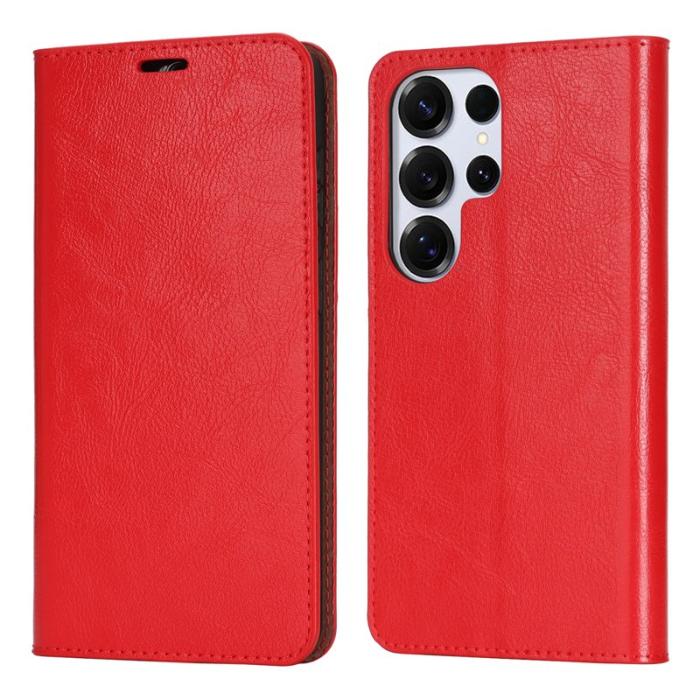 OEM - Plånboksfodral för Samsung Galaxy S26 Ultra Äkta läder - Röd