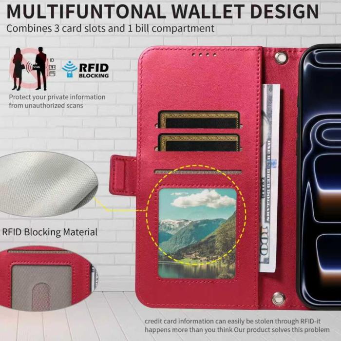 OEM - Plånboksfodral för Samsung Galaxy S26 Ultra Äkta läder - Röd