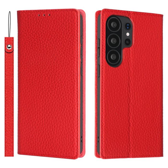 OEM - Plånboksfodral för Samsung Galaxy S26 Ultra Äkta läder - Röd