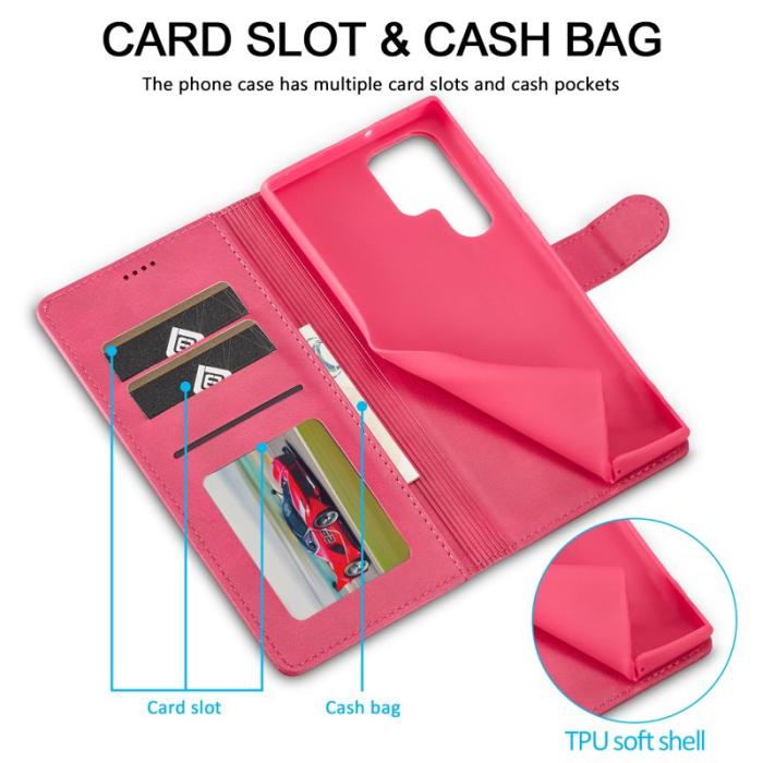 LC.imeeke - LC.IMEEKE Plånboksfodral för Samsung Galaxy S26 Ultra Äkta läder - Rosa