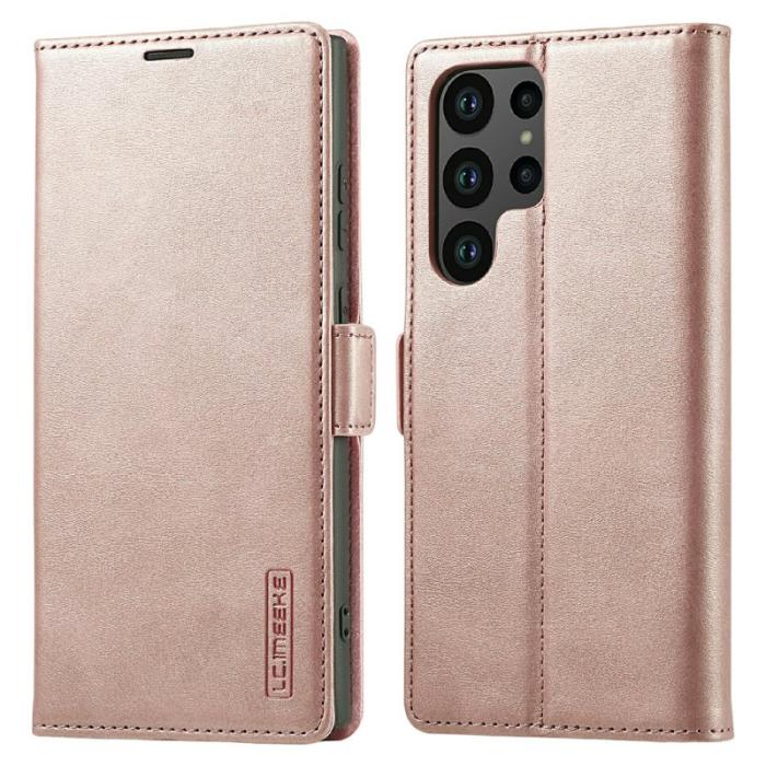 LC.imeeke - LC.IMEEKE Plånboksfodral för Samsung Galaxy S26 Ultra Äkta läder - Roséguld