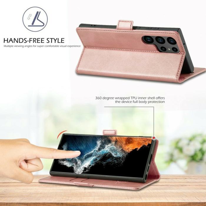 LC.imeeke - LC.IMEEKE Plånboksfodral för Samsung Galaxy S26 Ultra Äkta läder - Roséguld