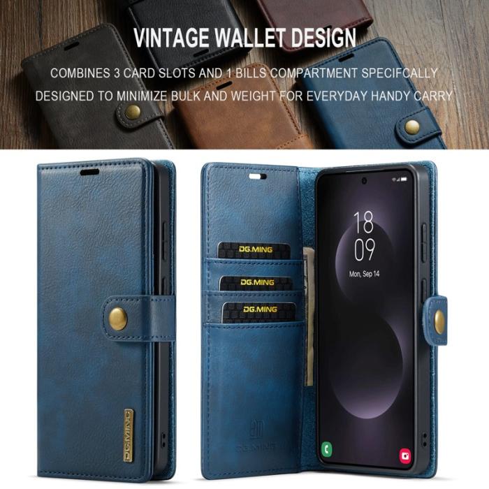 DG.MING - DG.Ming Plånboksfodral för Samsung Galaxy S26 Ultra Äkta läder Ställ - Blå