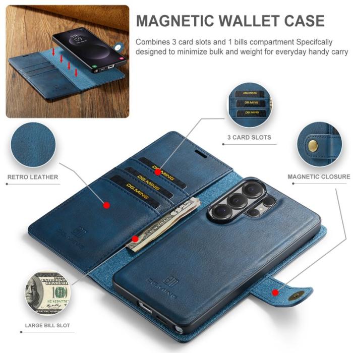 DG.MING - DG.Ming Plånboksfodral för Samsung Galaxy S26 Ultra Äkta läder Ställ - Blå
