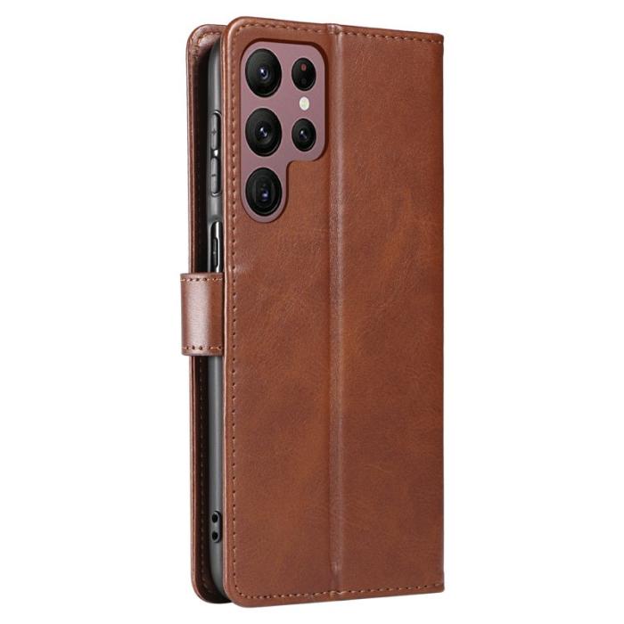 OEM - Mobilfodral för Samsung Galaxy S26 Ultra Äkta läder Ställ - Brun
