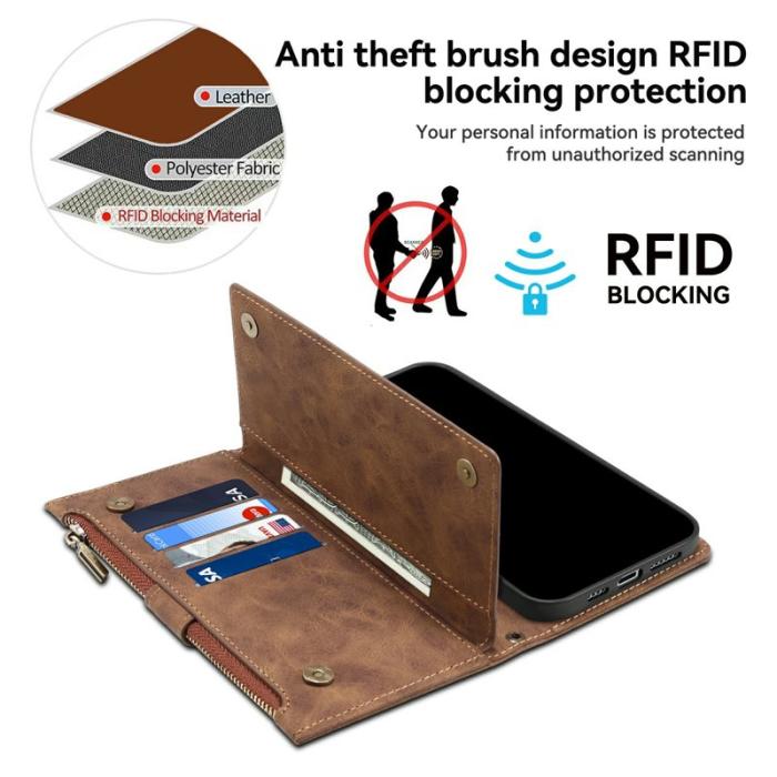 ESEBLE - ESEBLE Plånboksfodral för Samsung Galaxy S26 Ultra Äkta läder Ställ - Brun