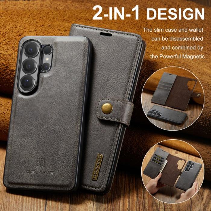 DG.MING - DG.Ming Plånboksfodral för Samsung Galaxy S26 Ultra Äkta läder Ställ - Grå