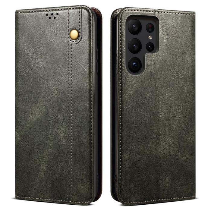 OEM - Plånboksfodral för Samsung Galaxy S26 Ultra Äkta läder Ställ - Grön