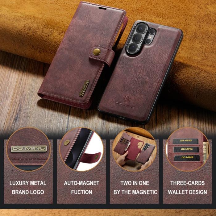 DG.MING - DG.Ming Plånboksfodral för Samsung Galaxy S26 Ultra Äkta läder Ställ - Röd