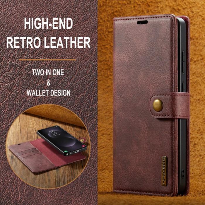 DG.MING - DG.Ming Plånboksfodral för Samsung Galaxy S26 Ultra Äkta läder Ställ - Röd