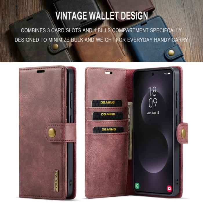 DG.MING - DG.Ming Plånboksfodral för Samsung Galaxy S26 Ultra Äkta läder Ställ - Röd
