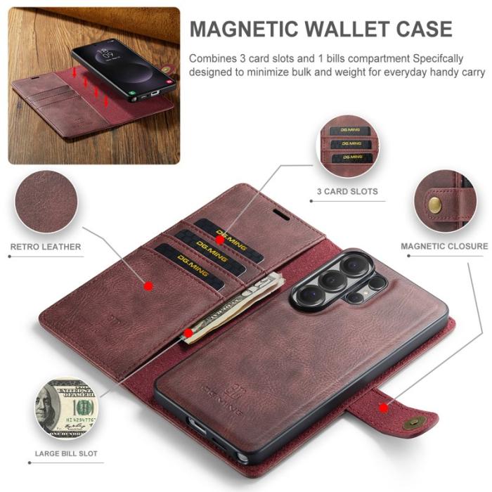 DG.MING - DG.Ming Plånboksfodral för Samsung Galaxy S26 Ultra Äkta läder Ställ - Röd