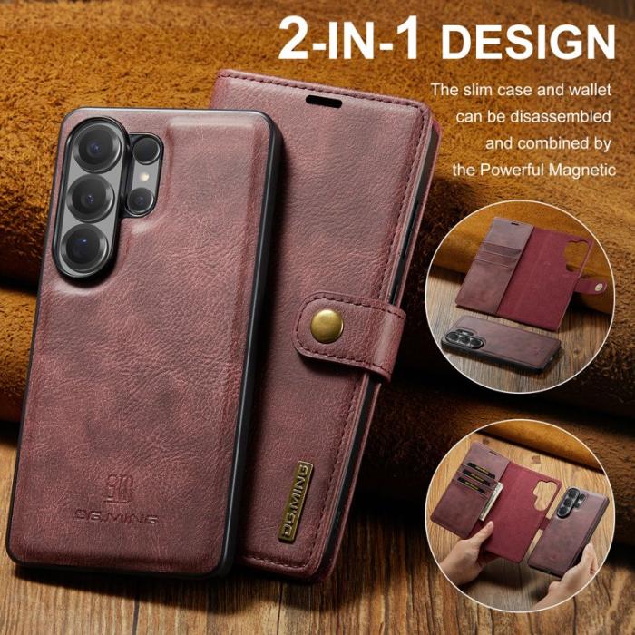 DG.MING - DG.Ming Plånboksfodral för Samsung Galaxy S26 Ultra Äkta läder Ställ - Röd