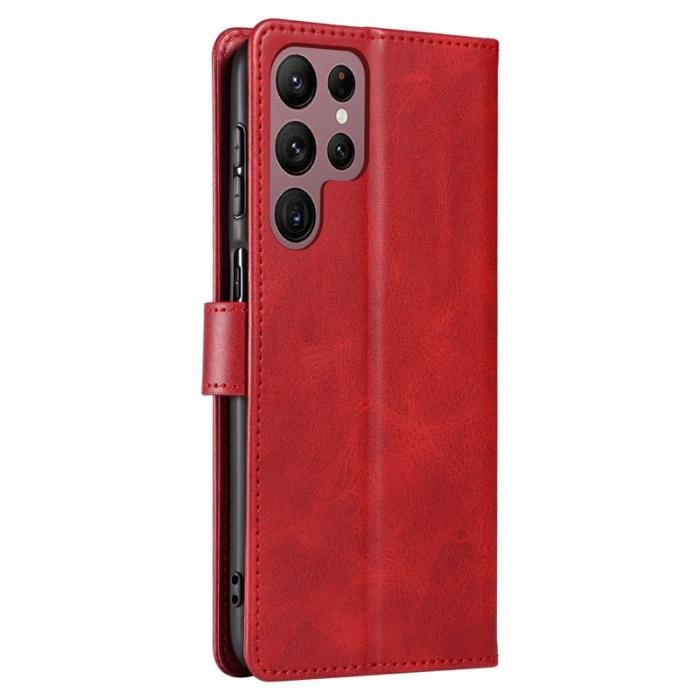 OEM - Mobilfodral för Samsung Galaxy S26 Ultra Äkta läder Ställ - Röd