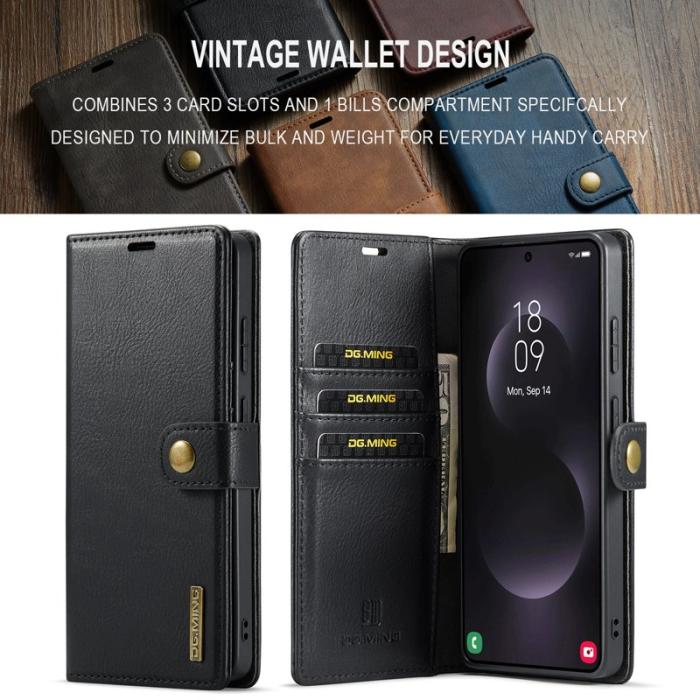 DG.MING - DG.Ming Plånboksfodral för Samsung Galaxy S26 Ultra Äkta läder Ställ - Svart