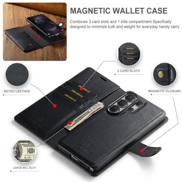 DG.MING - DG.Ming Plånboksfodral för Samsung Galaxy S26 Ultra Äkta läder Ställ - Svart