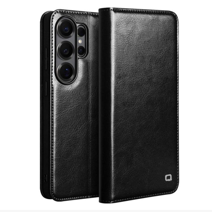 QIALINO - Qialino Plånboksfodral för Samsung Galaxy S26 Ultra Äkta läder - Svart