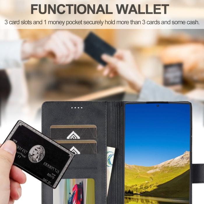 LC.imeeke - LC.IMEEKE Plånboksfodral för Samsung Galaxy S26 Ultra Konstläder - Svart