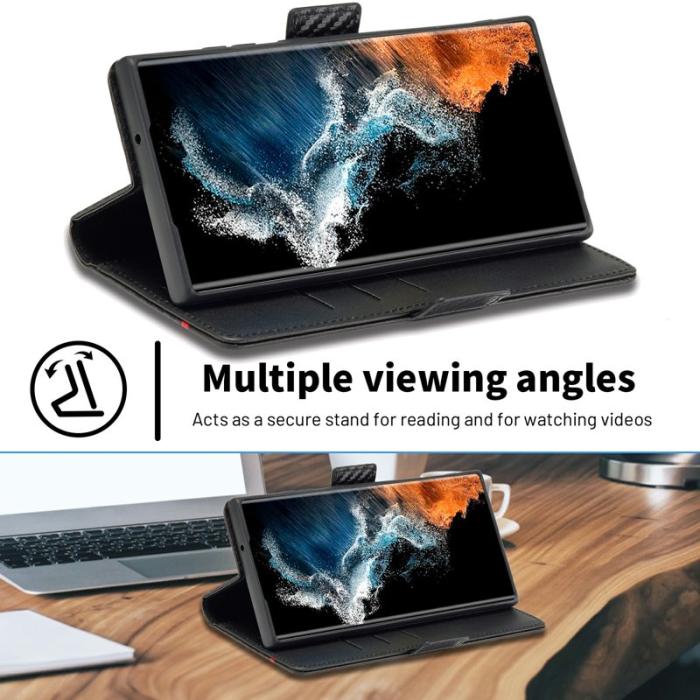 LC.imeeke - LC.IMEEKE Plånboksfodral för Samsung Galaxy S26 Ultra Konstläder - Svart