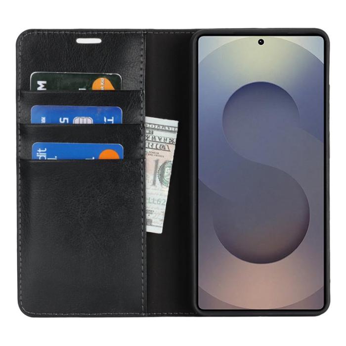 OEM - Plånboksfodral för Samsung Galaxy S26 Ultra Äkta läder - Svart