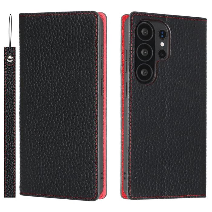 OEM - Plånboksfodral för Samsung Galaxy S26 Ultra Äkta läder - Svart