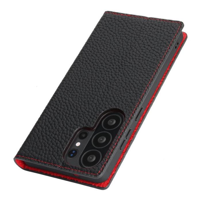 OEM - Plånboksfodral för Samsung Galaxy S26 Ultra Äkta läder - Svart