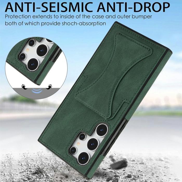 OEM - Mobilfodral för Samsung Galaxy S26 Ultra Konstläder + TPU - Grön