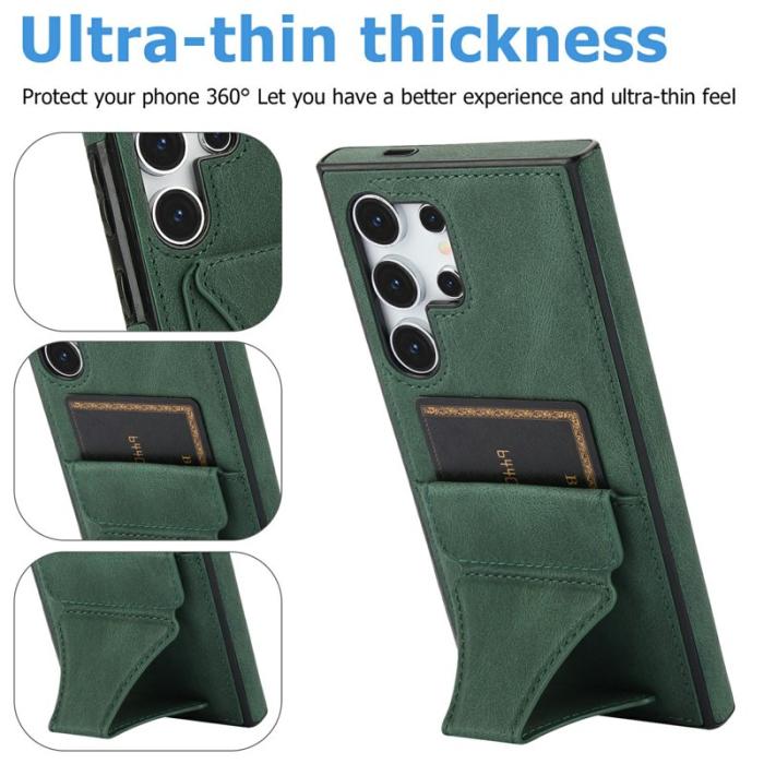 OEM - Mobilfodral för Samsung Galaxy S26 Ultra Konstläder + TPU - Grön