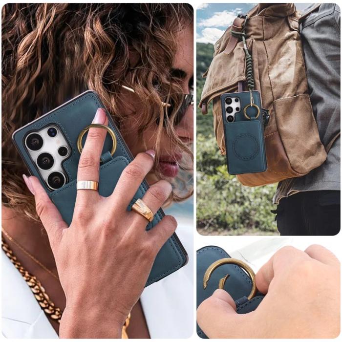 OEM - Mobilfodral för Samsung Galaxy S26 Ultra Konstläder + TPU - Grön