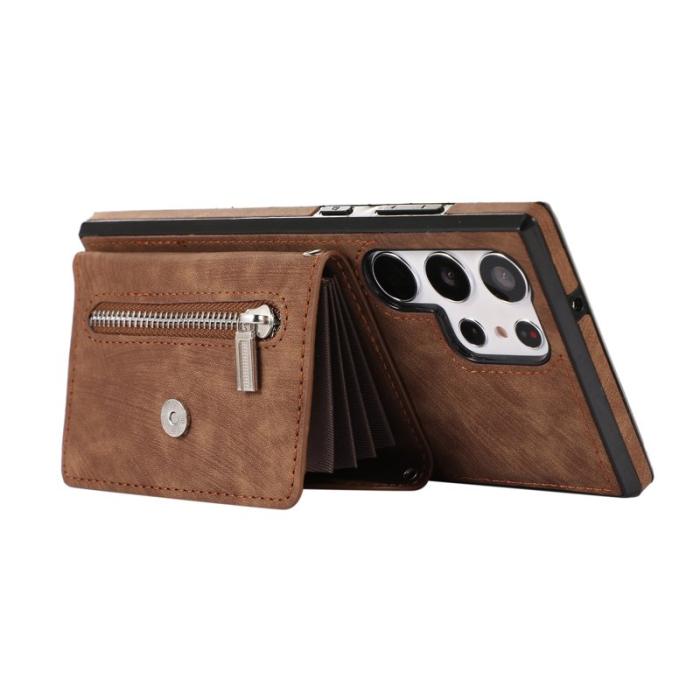 OEM - Mobilfodral för Samsung Galaxy S26 Ultra Kickstand Kortfack - Brun