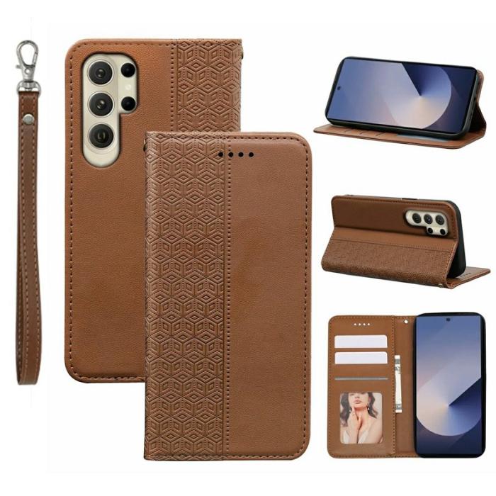 OEM - Plånboksfodral för Samsung Galaxy S26 Ultra Konstläder - Brun