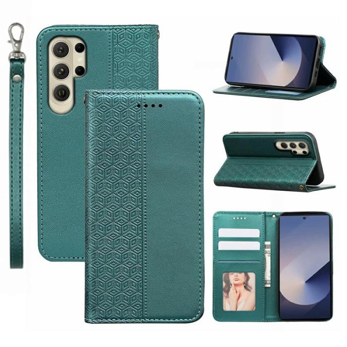 OEM - Plånboksfodral för Samsung Galaxy S26 Ultra Konstläder - Grön