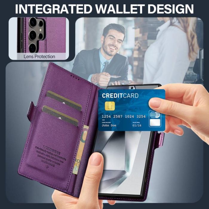 LC.imeeke - LC.IMEEKE Plånboksfodral för Samsung Galaxy S26 Ultra Konstläder Ställ - Lila