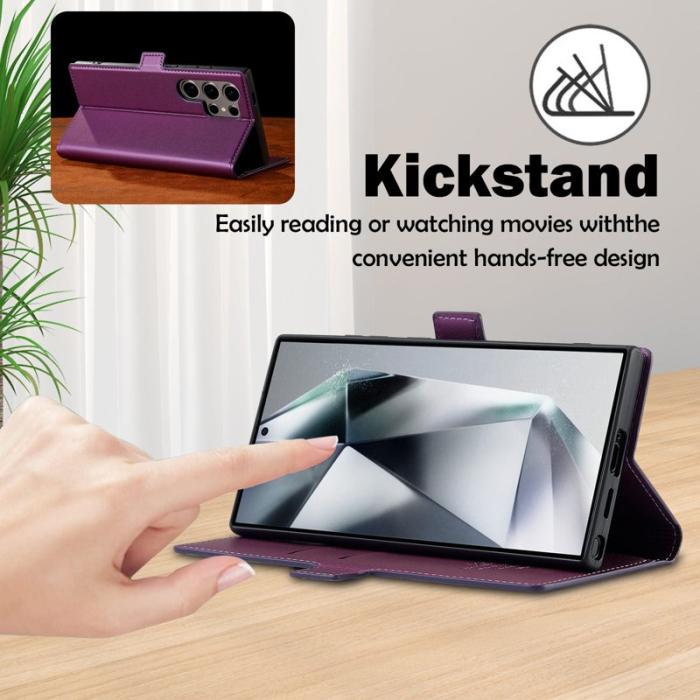 LC.imeeke - LC.IMEEKE Plånboksfodral för Samsung Galaxy S26 Ultra Konstläder Ställ - Lila