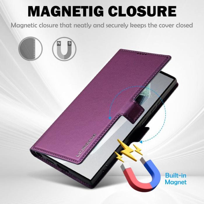 LC.imeeke - LC.IMEEKE Plånboksfodral för Samsung Galaxy S26 Ultra Konstläder Ställ - Lila