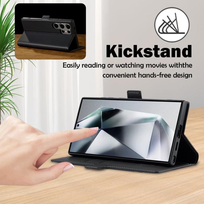 LC.imeeke - LC.IMEEKE Plånboksfodral för Samsung Galaxy S26 Ultra Konstläder Ställ - Svart