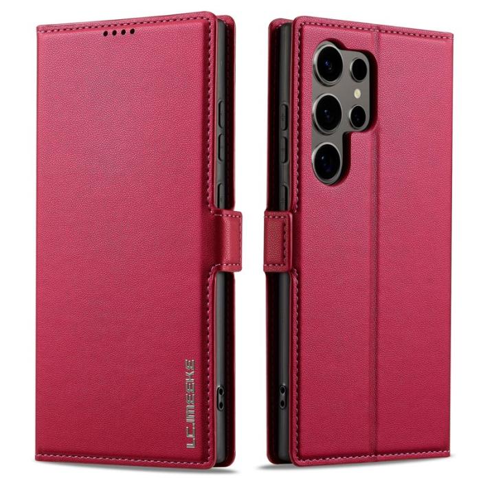 LC.imeeke - LC.IMEEKE Plånboksfodral för Samsung Galaxy S26 Ultra Konstläder Stativ - Röd