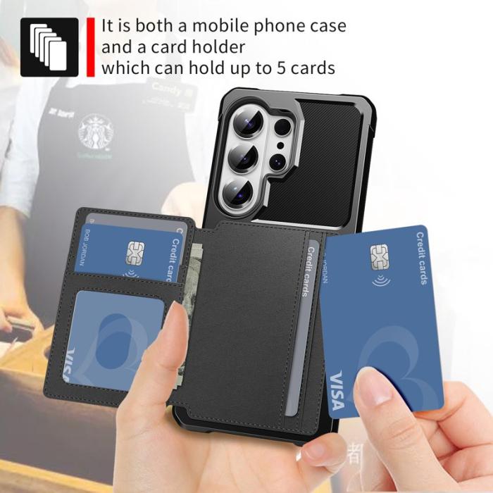 OEM - Mobilfodral för Samsung Galaxy S26 Ultra Konstläder + TPU - Svart